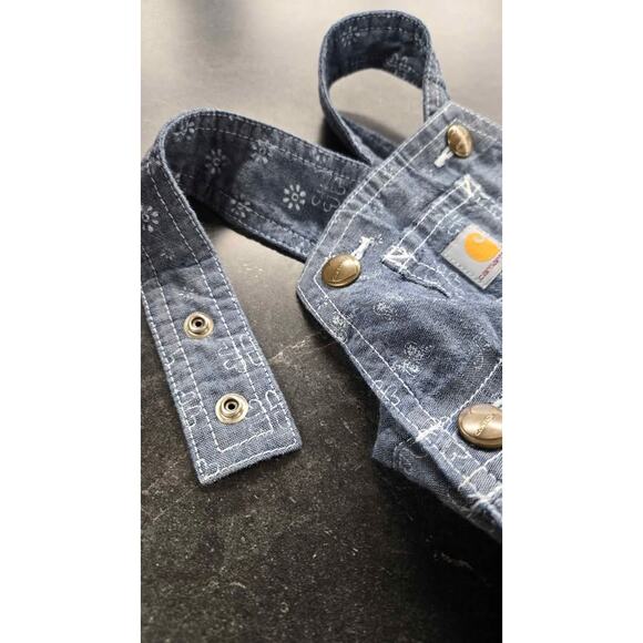 Carhartt Infant Denim Overalls 3M Blue Clover Print Baby Jumpsuit Romper - Picture 1 of 4